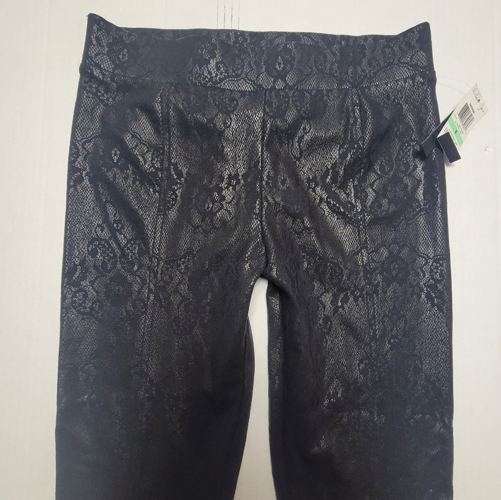 NWT! Black Lace Print Skinny Pants - Picture 7 of 12